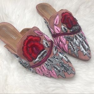 Jeffrey Campbell Anthropologie slip on mules gems
